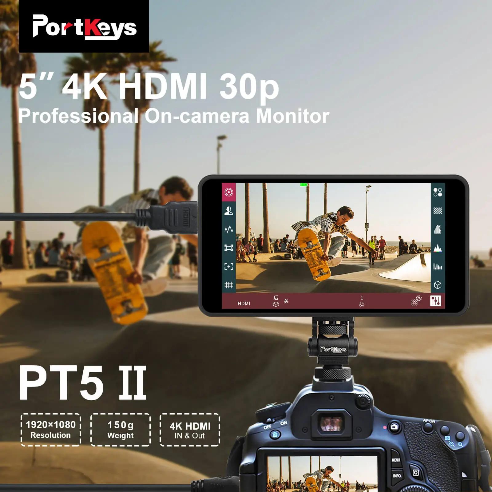 Portkeys-PT5II ġ ũ ī޶ ʵ  5 ġ 500nits Ǯ HD 3D LUT, 1920  1080 IPS 4K HDMI,  